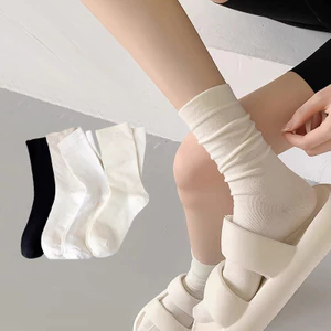 Set 5 Đôi Tất Cổ Cao, Vớ Cổ Cao Nữ Vải Cotton Co Giãn Thời Trang Hàn Quốc S2   [ J206 ]