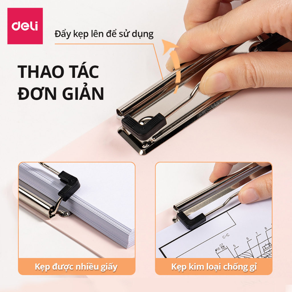 [VOUCHER 20%] Bìa Trình Ký Nhựa A4 Deli Kẹp Tài Liệu Hồ Sơ 1 Mặt Màu Pastel Cho Học Sinh Văn Phòng
