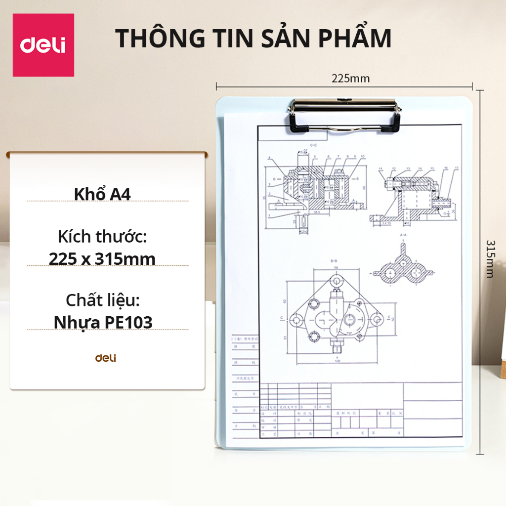 [VOUCHER 20%] Bìa Trình Ký Nhựa A4 Deli Kẹp Tài Liệu Hồ Sơ 1 Mặt Màu Pastel Cho Học Sinh Văn Phòng