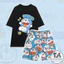 Set Bộ DOREMON hoạt hình cartoon - Bộ đùi nam nữ mặc nhà Áo thun Cotton phối quần hoạt hình TUEANHSTORE