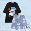 Set Bộ DOREMON hoạt hình cartoon - Bộ đùi nam nữ mặc nhà Áo thun Cotton phối quần hoạt hình TUEANHSTORE