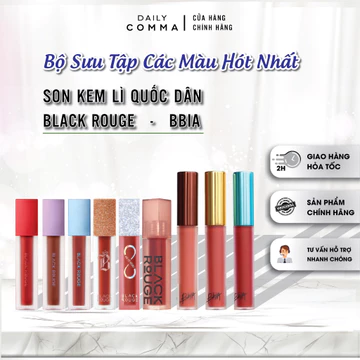 (Full tem phụ) Son kem lì Black Rouge và son kem lì BBia chính hãng