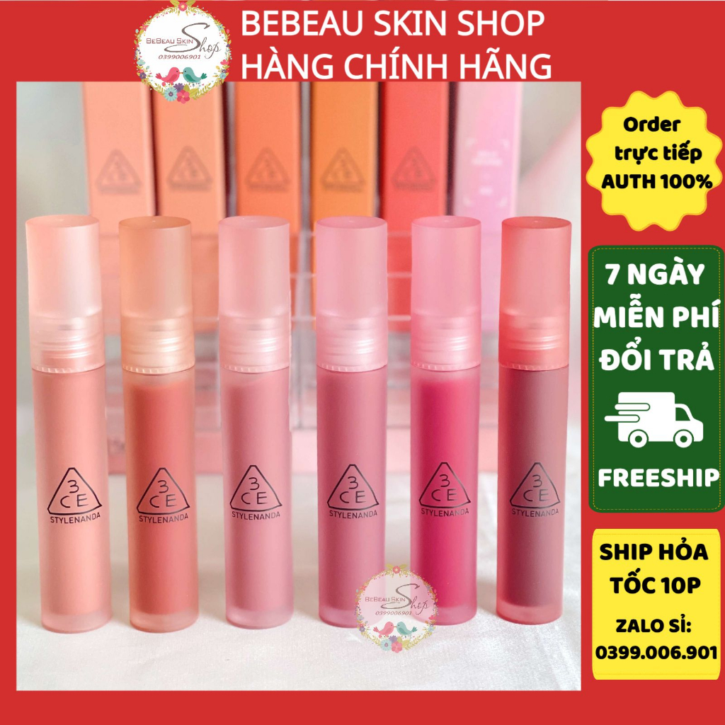 Son Tint 3CE Blur Water Tint Lâu Trôi Không Lem Khi Đeo Khẩu Trang Sepia Laydown First Letter Casual Affair – Bebeau