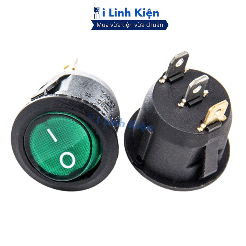 Công tắc bập bênh tròn 3 chân 250V 6A  KCD1-105 có đèn chất lượng cao ilinhkien.