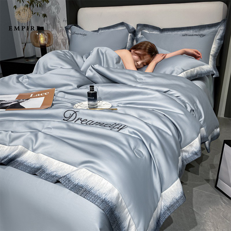 Bộ chăn ga gối nệm đệm 4 món phi lụa cao cấp EMPIRE bo chun drap giường - EMPIRE | Bedding & Decor