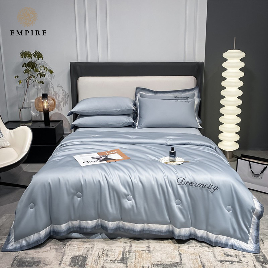 Bộ chăn ga gối nệm đệm 4 món phi lụa cao cấp EMPIRE bo chun drap giường - EMPIRE | Bedding & Decor