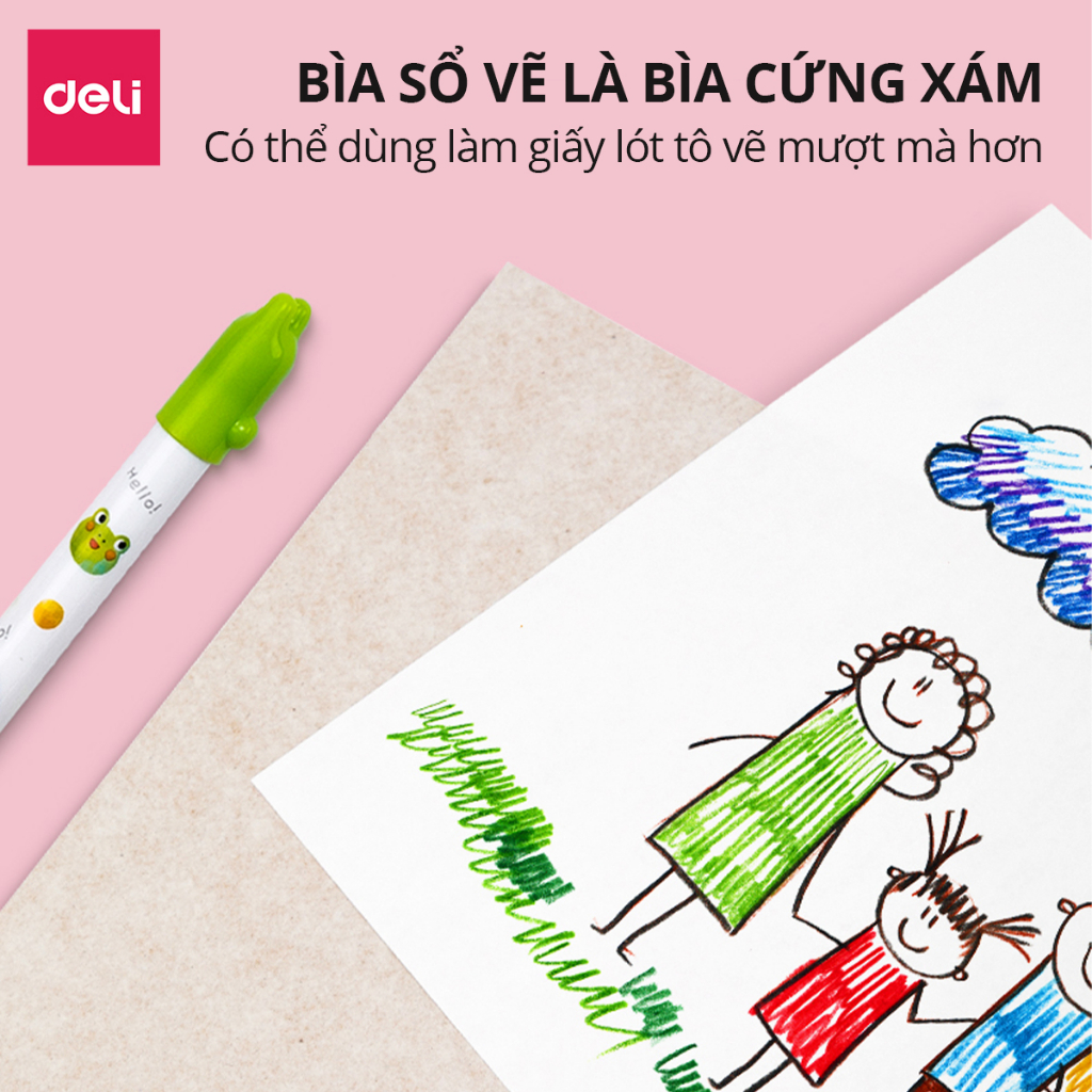 Vở Vẽ Học Sinh Tập Tô Màu Cho Bé A4/B5 Deli - Sổ Tô Màu Sổ Vẽ học sinh Giấy Dày Mịn Hạn Chế Lem Màu Chất Liệu An Toàn