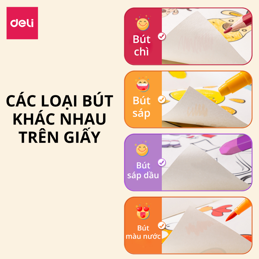 Vở Vẽ Học Sinh Tập Tô Màu Cho Bé A4/B5 Deli - Sổ Tô Màu Sổ Vẽ học sinh Giấy Dày Mịn Hạn Chế Lem Màu Chất Liệu An Toàn