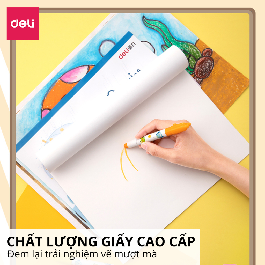 Vở Vẽ Học Sinh Tập Tô Màu Cho Bé A4/B5 Deli - Sổ Tô Màu Sổ Vẽ học sinh Giấy Dày Mịn Hạn Chế Lem Màu Chất Liệu An Toàn