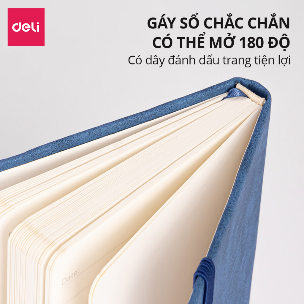 [VOUCHER 20%]Sổ Tay Bìa Da Mini A6 Cao Cấp Deli - 192 Trang 80gsm - Sổ Da Ghi Chép Kẻ Ngang Chống Nước Viết Nhật Ký Take