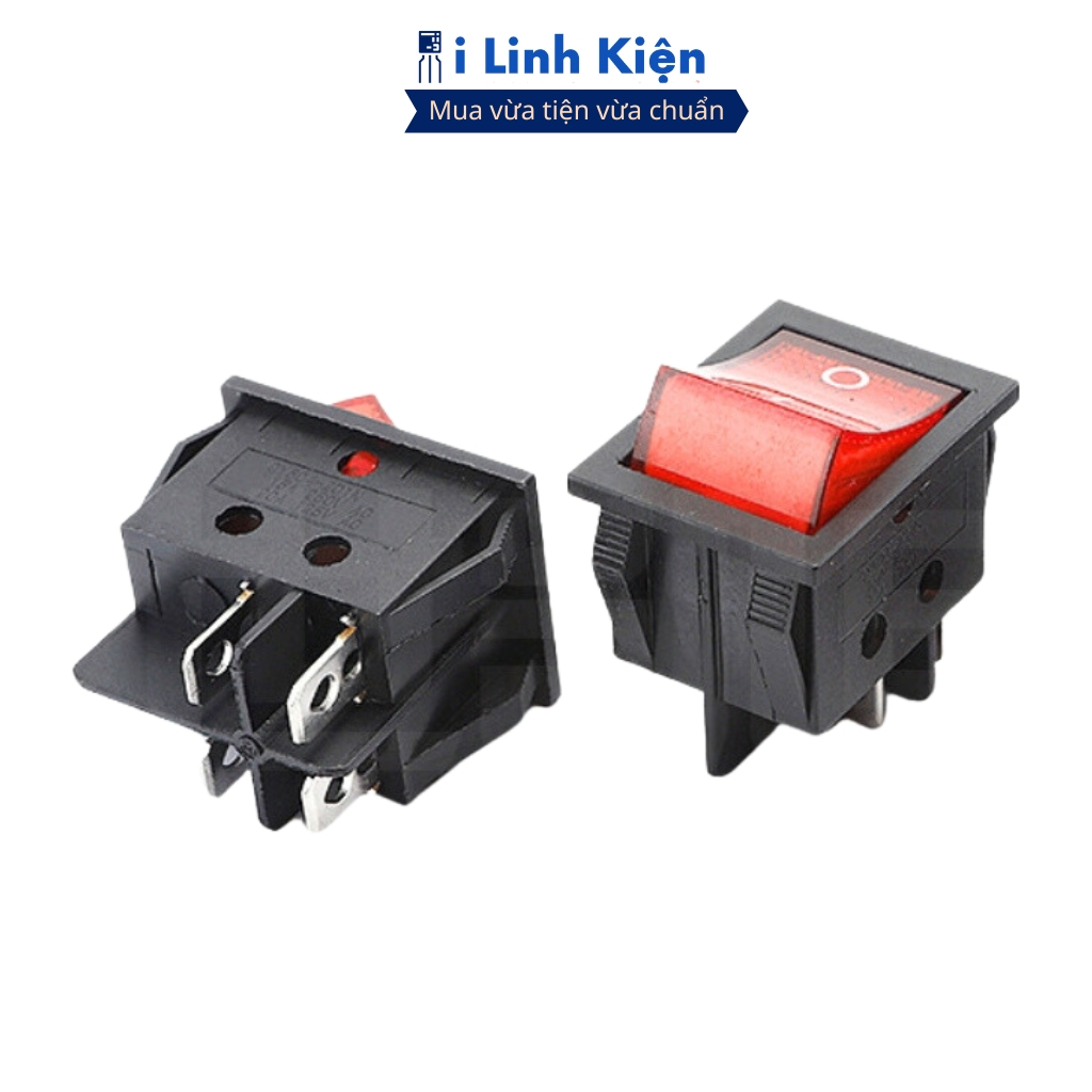 Công tắc bập bênh 4 chân KCD4-102 250V 16A 31x25mm có đèn ilinhkien.