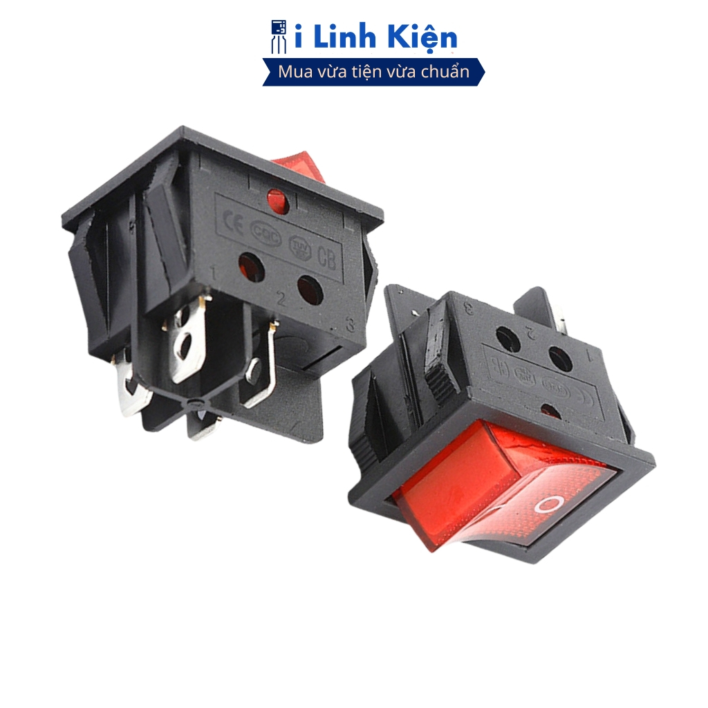 Công tắc bập bênh 4 chân KCD4-102 250V 16A 31x25mm có đèn chất lượng cao ilinhkien.