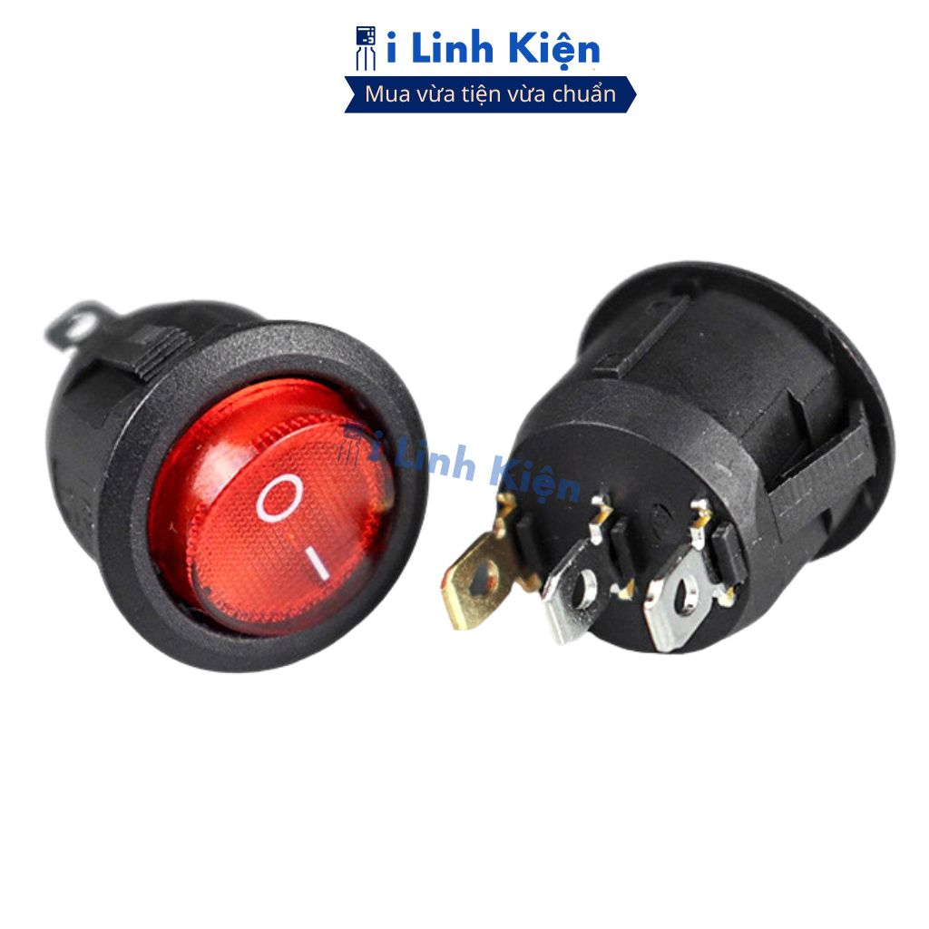 Công tắc bập bênh tròn 3 chân 250V 6A  KCD1-105 có đèn ilinhkien.