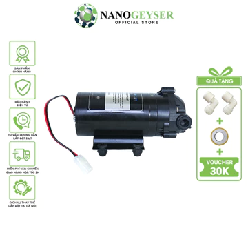 Bơm máy lọc nước Nano Geyser, Tặng cút nối nối nhanh, Bơm tăng áp giúp hút đẩy, Bảo hành chính hãng 3 năm