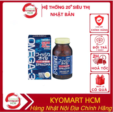 Dầu cá Omega 3 EPA & DHA Orihiro Nhật Bản hộp 180 viên, Dầu cá omega 3 Nhật Bản
