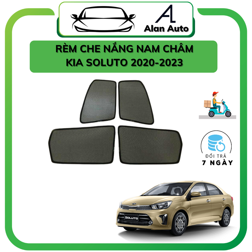 Rèm che nắng ô tô Kia Soluto 2020-2025, che nắng hút nam châm theo xe, bộ 4 cánh, Hàng loại 1