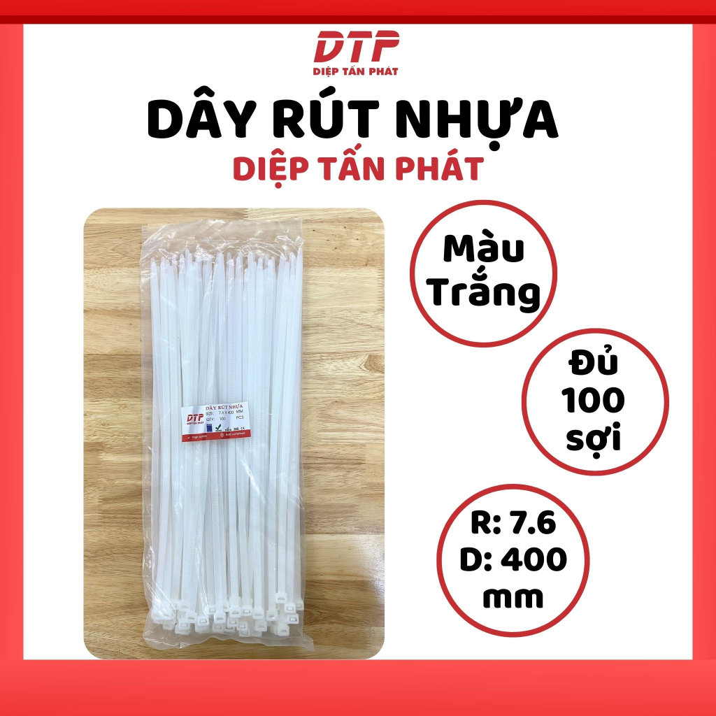 Túi 100 Sợi Dây Rút Nhựa Diệp Tấn Phát 40cm Bản Lớn - 7.6x400mm ...