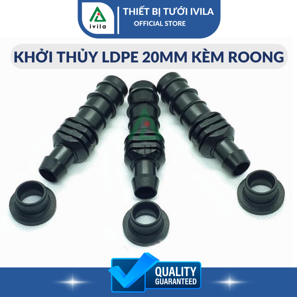 Khởi thủy LDPE 20mm kèm roong cao su - Chất liệu nhựa POM màu đen - Kết ...