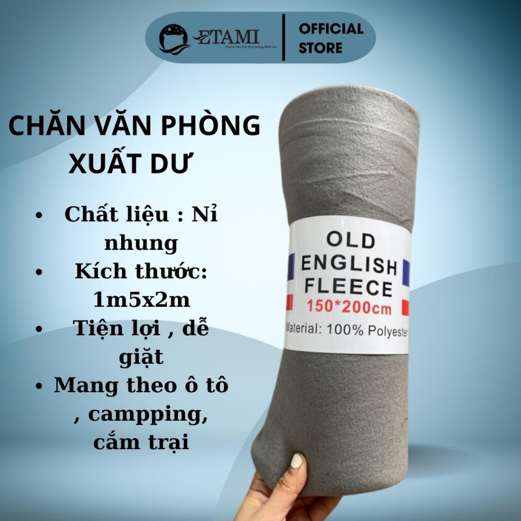 Chăn nỉ văn phòng ETAMI 1m-1m5 tiện lợi,chăn đắp văn phòng, đi du lịch ...