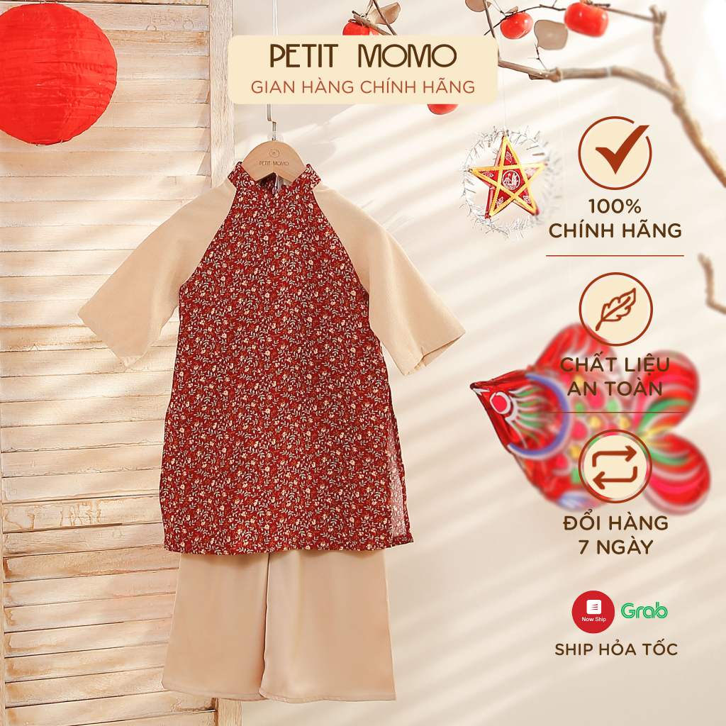 Bộ Áo Dài Hoa Nhí Phối Tay Cho Bé Gái 16 tuổi PETIT MOMO H111