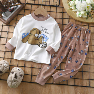 Bộ dài tay thu đông bé trai, bộ cotton dài tay trẻ em bé trai in hình ngộ nghĩnh Maruka Fashion