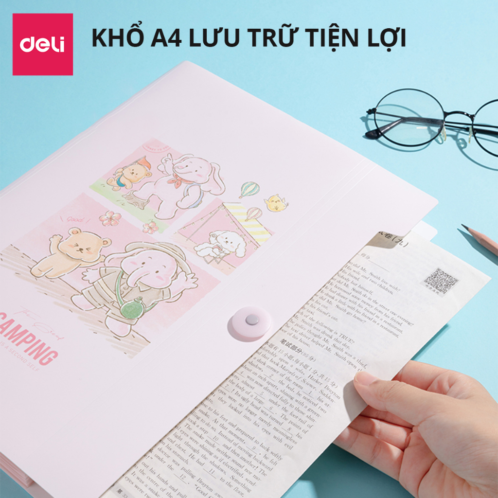 [VOUCHER 20%]Cặp Túi Đựng Tài Liệu A4 Deli File Đựng Tài Liệu 8 Ngăn Túi Hồ Sơ  Đa Năng Trong Suốt Pastel