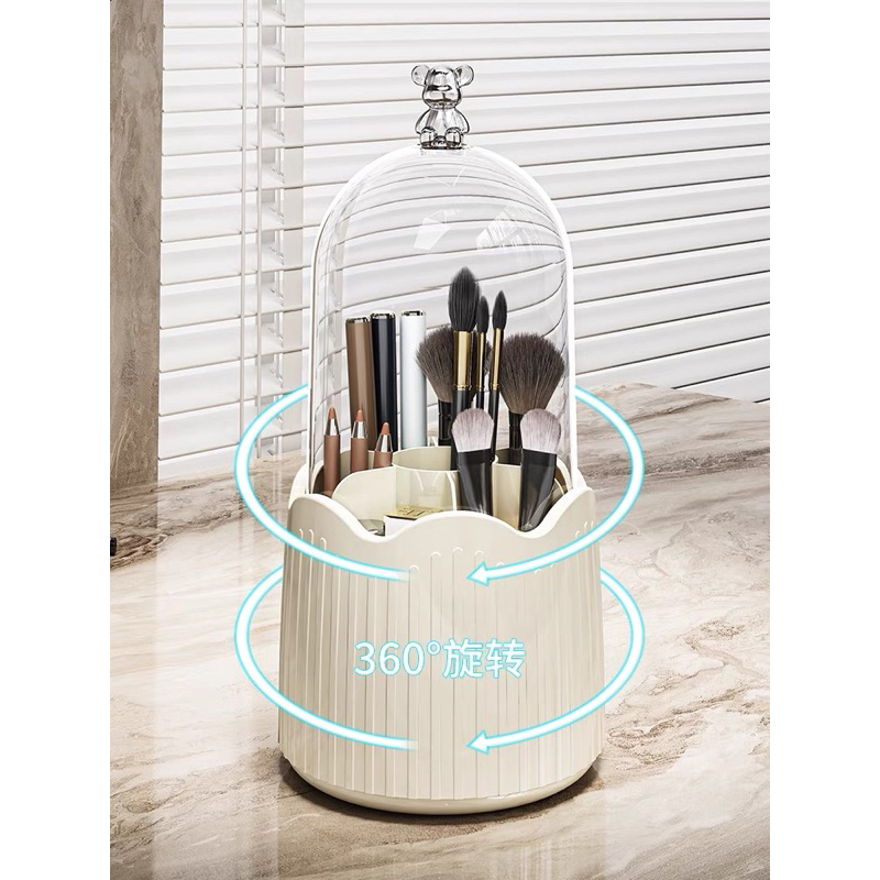 Hộp đựng cọ trang điểm chia ngăn xoay 360 độ có nắp đậy