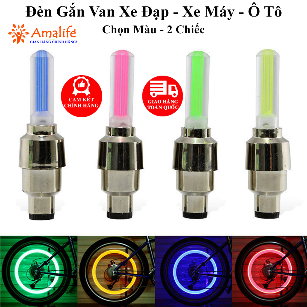 Ảnh Đèn Gắn Van Xe Đạp – Bộ 2 Chiếc Đèn LED Neon Gắn Van Xe Đạp Xe Máy Ô Tô Thể Thao Ngầu Lòi Chính Hãng Amalife 1