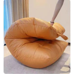 Ghế Sofa lười hạt xốp vải giả da kiểu  dáng quý phái có đôn gác chân mềm mại bền màu và sạch đẹp sang trọng — ảnh 3