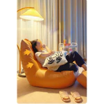 Ghế Sofa lười hạt xốp vải giả da kiểu  dáng quý phái có đôn gác chân mềm mại bền màu và sạch đẹp sang trọng — ảnh 2
