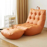 Ghế Sofa lười hạt xốp vải giả da kiểu  dáng quý phái có đôn gác chân mềm mại bền màu và sạch đẹp sang trọng — ảnh 6