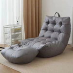 Ghế Sofa lười hạt xốp vải giả da kiểu  dáng quý phái có đôn gác chân mềm mại bền màu và sạch đẹp sang trọng — ảnh 7