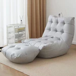 Ghế Sofa lười hạt xốp vải giả da kiểu  dáng quý phái có đôn gác chân mềm mại bền màu và sạch đẹp sang trọng — ảnh 8