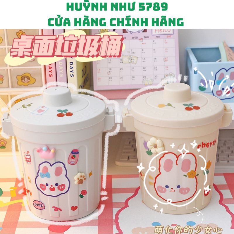 [CHÍNH HÃNG]Thùng rác mini để bàn có nắp ( Đính kèm một Sticker ngẫu ...