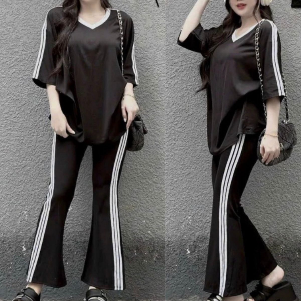 Đồ Bộ Thu Đông Nữ Tay Dài Quốn Ống Rộng Bigsize ESHOP Set Bộ Nữ Sang Chảnh Quần Ống Loe Áo Thun Nữ Tay Dài Form Rộng TD9