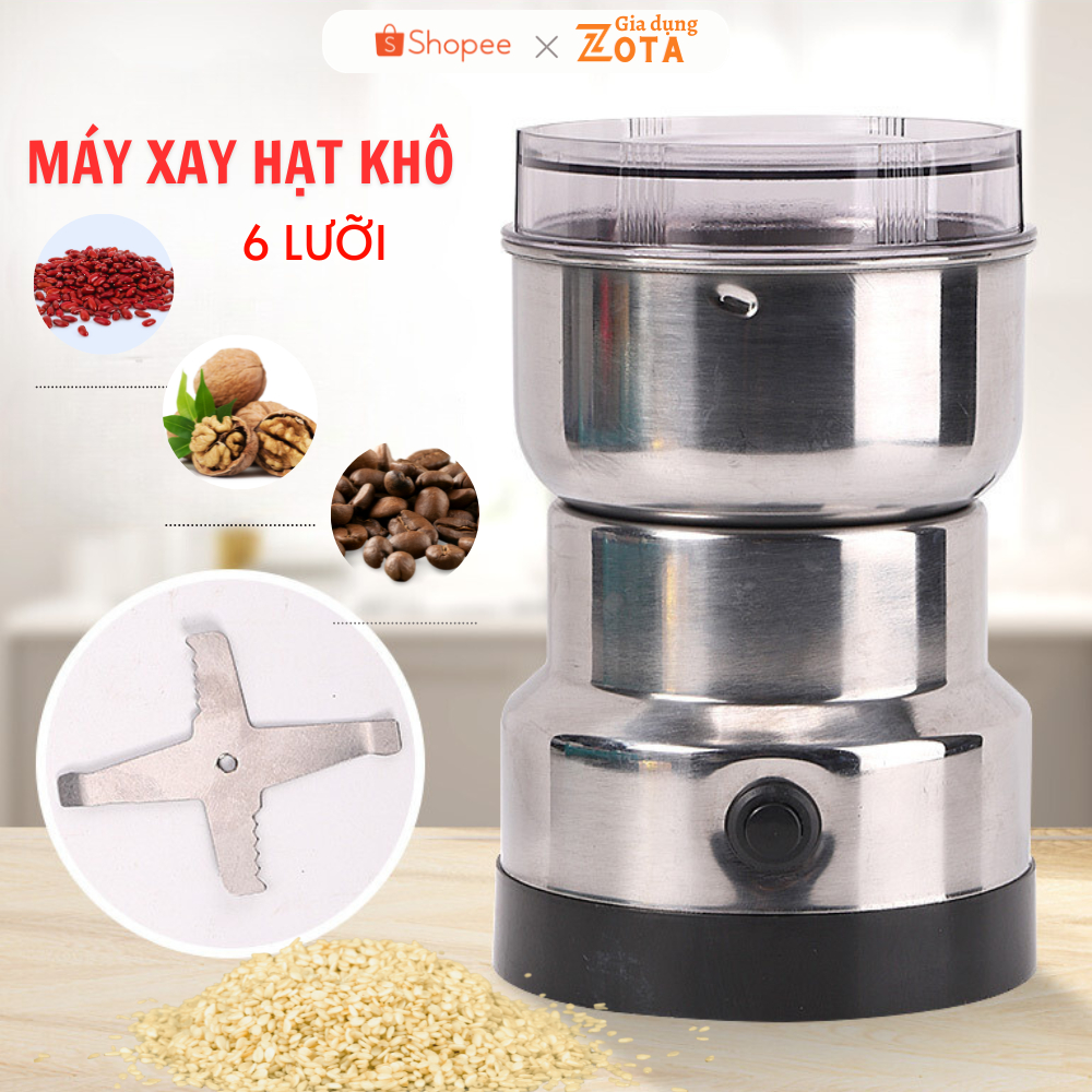 Máy Xay Hạt Khô Đa Năng 6 Lưỡi Siêu Mịn, Xay Ngũ Cốc, Gia Vị Nắp Đậy An ...