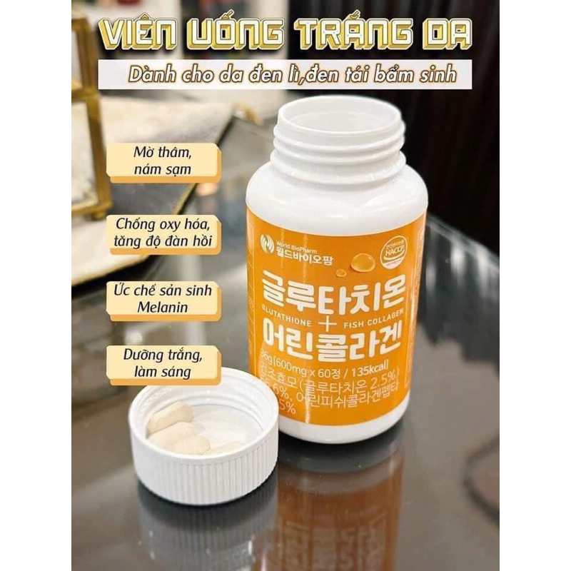 viên uống trắng da glutathione hàn quốc Viên Uống Trắng Da Chống Lão Hóa BioPharm Glutathione Collagen Hàn Quốc