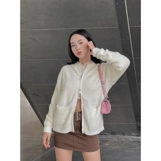 Áo khoác len 2 túi vuông kéo khoá 2 đầu - 247store- Lencardigan7703