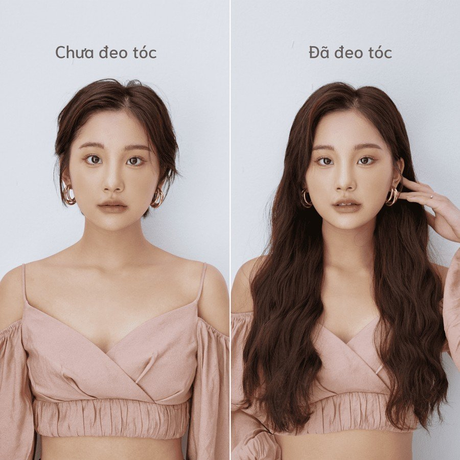 Tóc Giả kẹp U, Tóc kẹp U sóng hippe 60cm mẫu mới nhất