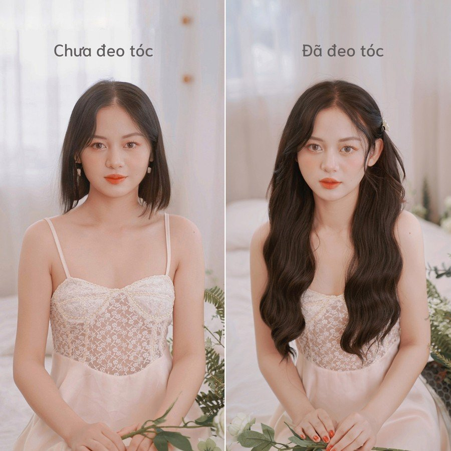 Tóc Giả kẹp U, Tóc kẹp U sóng hippe 60cm mẫu mới nhất