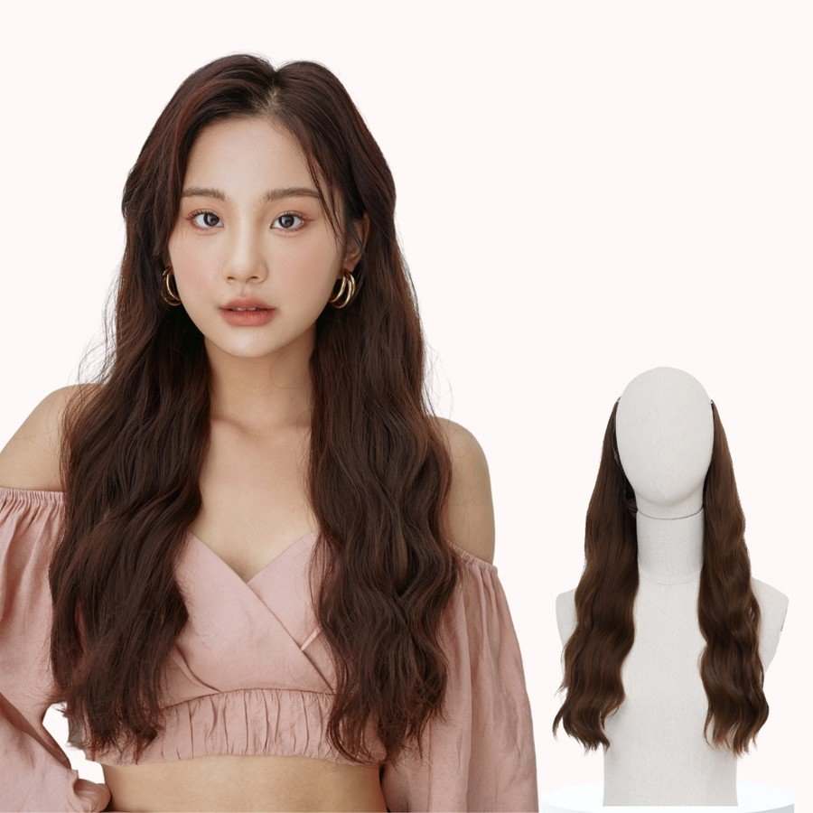 Tóc Giả kẹp U, Tóc kẹp U sóng hippe 60cm mẫu mới nhất