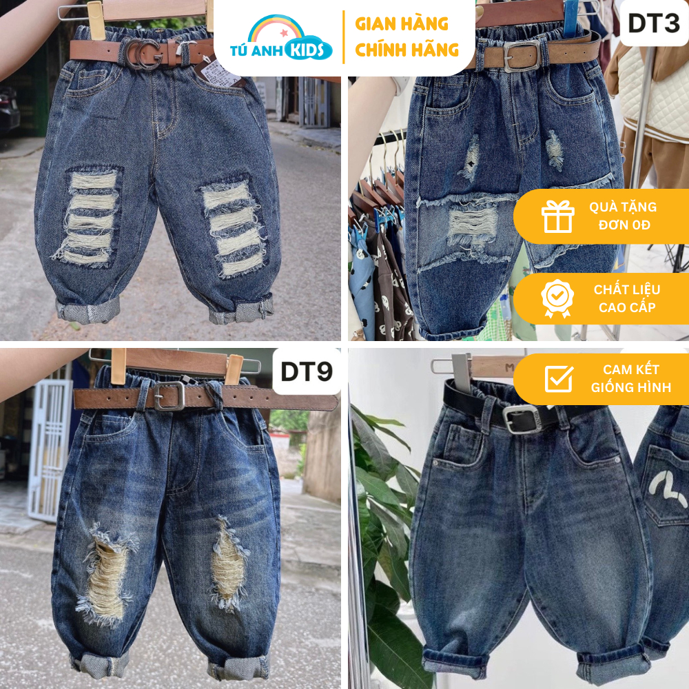 Quần Jean DT bé trai dài phong cách cá tính, quần bò mềm, dáng dài cho bé 1-7 tuổi (9-24kg) nhiều mẫu mới về
