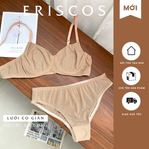Set đồ lót lưới có gọng nâng 2 lớp nhẹ mát thoáng gợi cảm trẻ trung có khe thêm mút Eriscos E1017