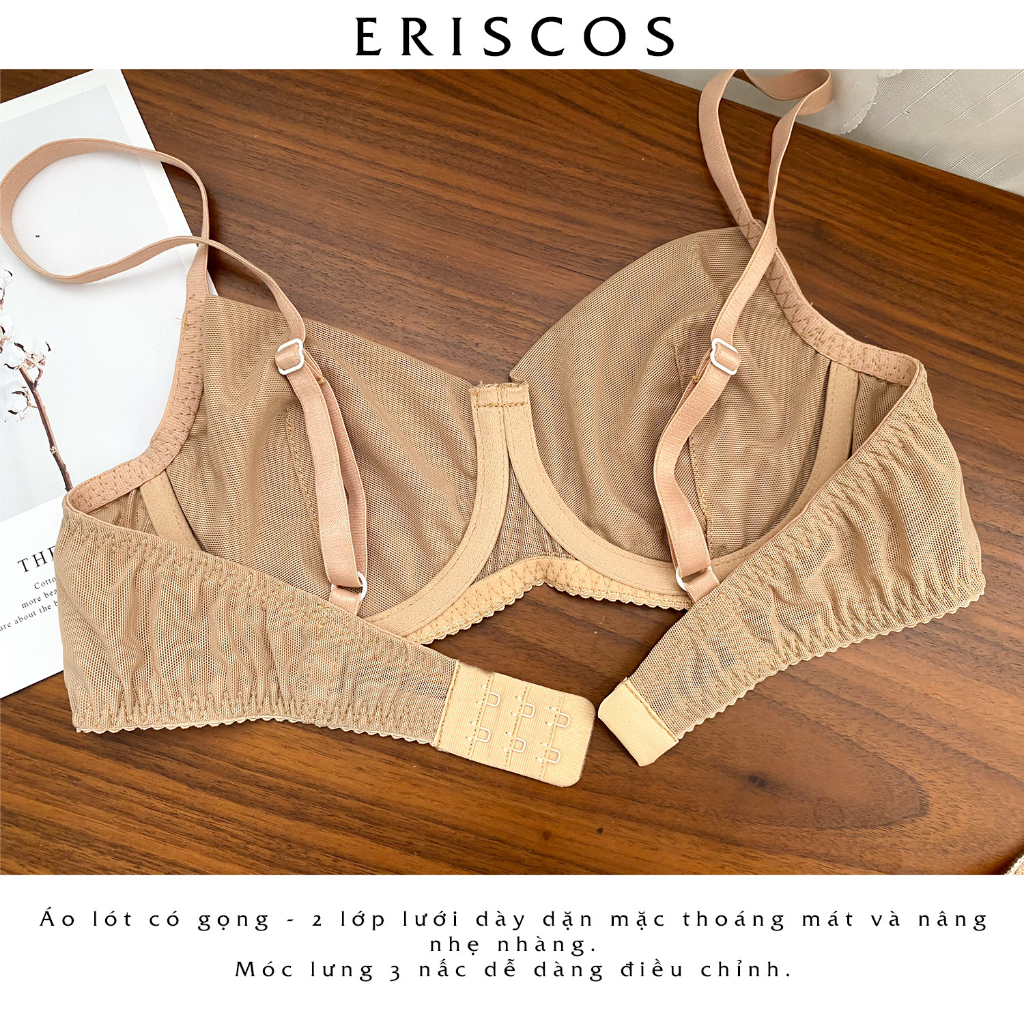 Set đồ lót lưới có gọng nâng 2 lớp nhẹ mát thoáng gợi cảm trẻ trung có khe thêm mút Eriscos E1017