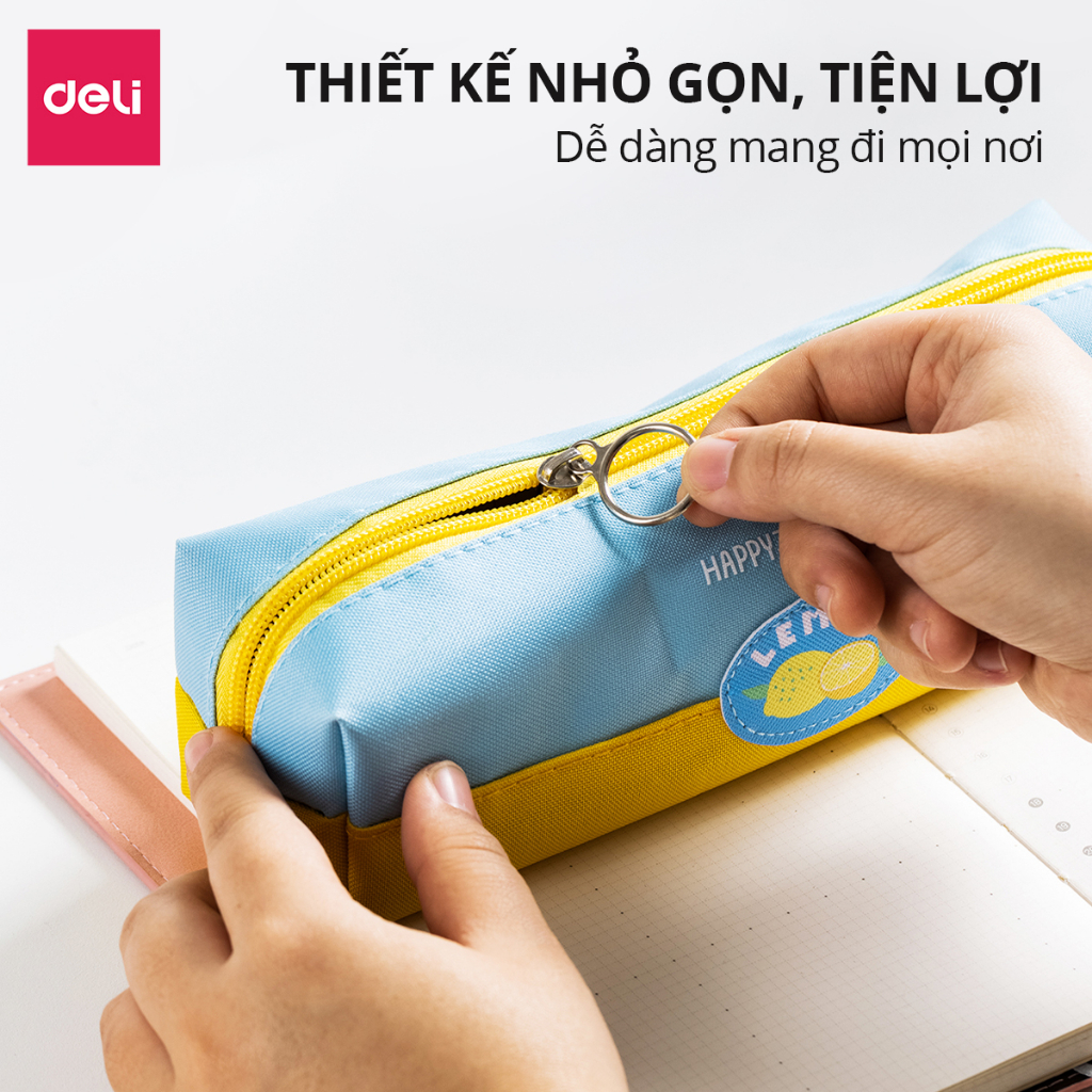 Hộp Bút Túi Đựng Bút Học Sinh Vải Canvas Họa Tiết Dễ Thương Deli - Bóp Viết Sức Chứa Lớn Chống Nước, Đa Năng - Nhiều Màu