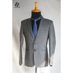 Bộ vest nam 2 nút trung niên màu xám đậm tặng kèm cà vạt ghim cài full size có hộp đựng làm quà tặng — ảnh 1