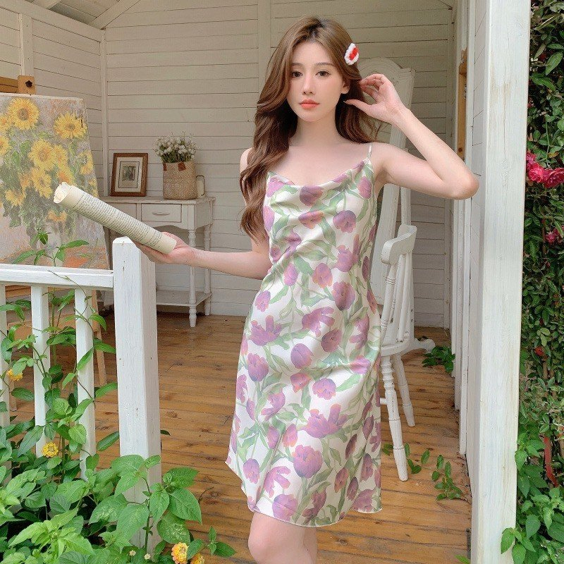 Ảnh Đầm ngủ cao cấp Hisexy Lụa Satin Dáng Xuông Liền Thân MD97 4