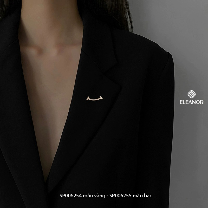 Ghim cài áo nam nữ Eleanor Accessories viền cong đính đá phụ kiện thời trang trâm cài 6254