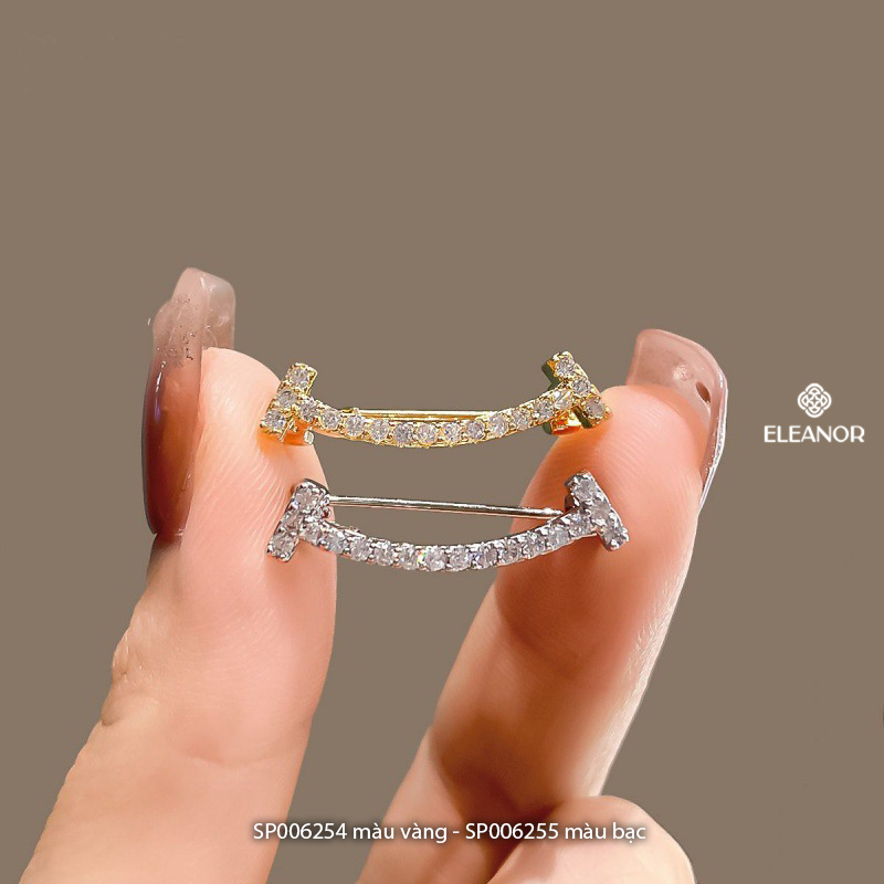 Ghim cài áo nam nữ Eleanor Accessories viền cong đính đá phụ kiện thời trang trâm cài 6254