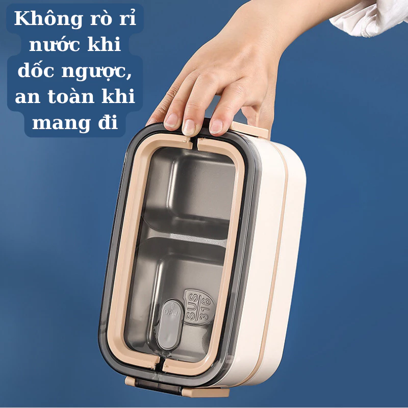 Hộp đựng cơm giữ nhiệt Uchan Hộp cơm văn phòng dùng được trong lò vi sóng TẶNG đũa muỗng SP03